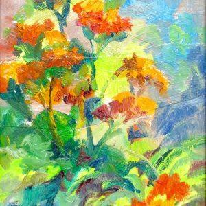 SMALL, RED, & ORANGE FLOWERS by Ruth Mitchell, 6"x8"